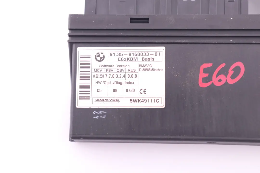 BMW E60 E60N E63 E63N Body Control Module ECU Control Unit - SKU 9168833 - Part number 9168833