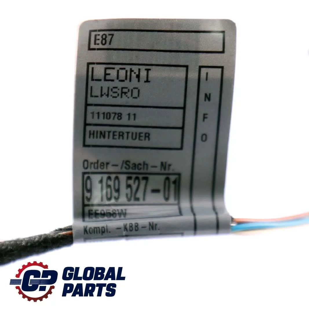 Juego Cableado Puerta Trasera Cable Loom Izquierda Derecha para BMW E87 con número de pieza 9169527 BMW E87 Juego Cableado Puerta Trasera Cable Loom Izquierda Derecha - SKU 9169527 - Número de pieza 9169527
