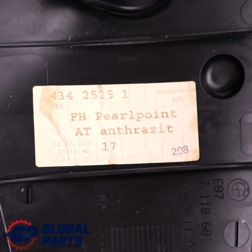 Lateral Left N/S Finisher Trim Panel Pearlpoint to BMW 1 Series E87 LCI Rear Seat with Part number 9170807 BMW 1 Series E87 LCI Rear Seat Lateral Left N/S Finisher Trim Panel Pearlpoint - SKU 9170807 - Part number 9170807