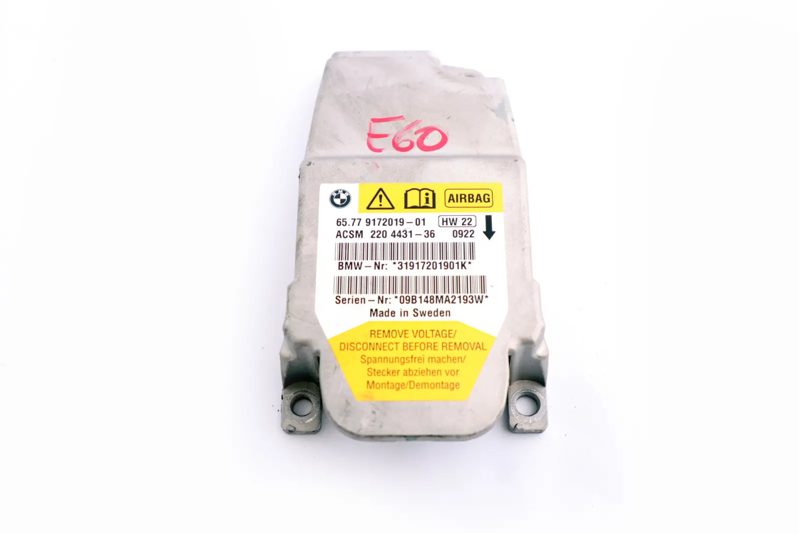 BMW E60 E60N E61 E61N LCI Airbag ECU Unidad De Control Modulo 9172019