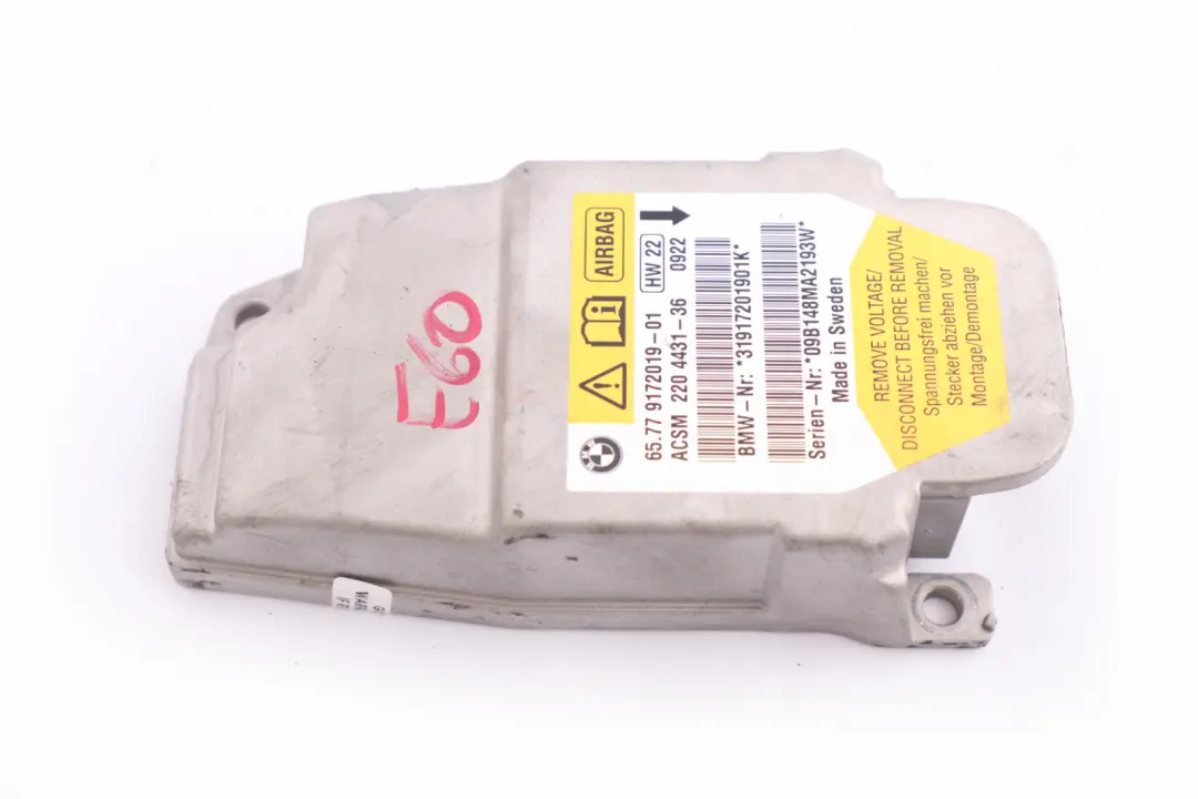 BMW E60 E60N E61 E61N LCI Centralina Airbag Centralina ECU Modulo - SKU 9172019 - Numero di parte 9172019