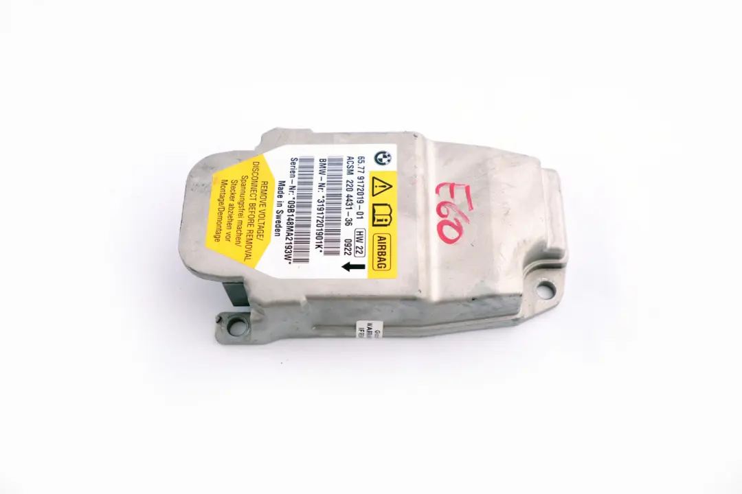 BMW 5 Series E60 E60N E61 E61N LCI Airbag ECU Control Unit Module - SKU 9172019 - Part number 9172019