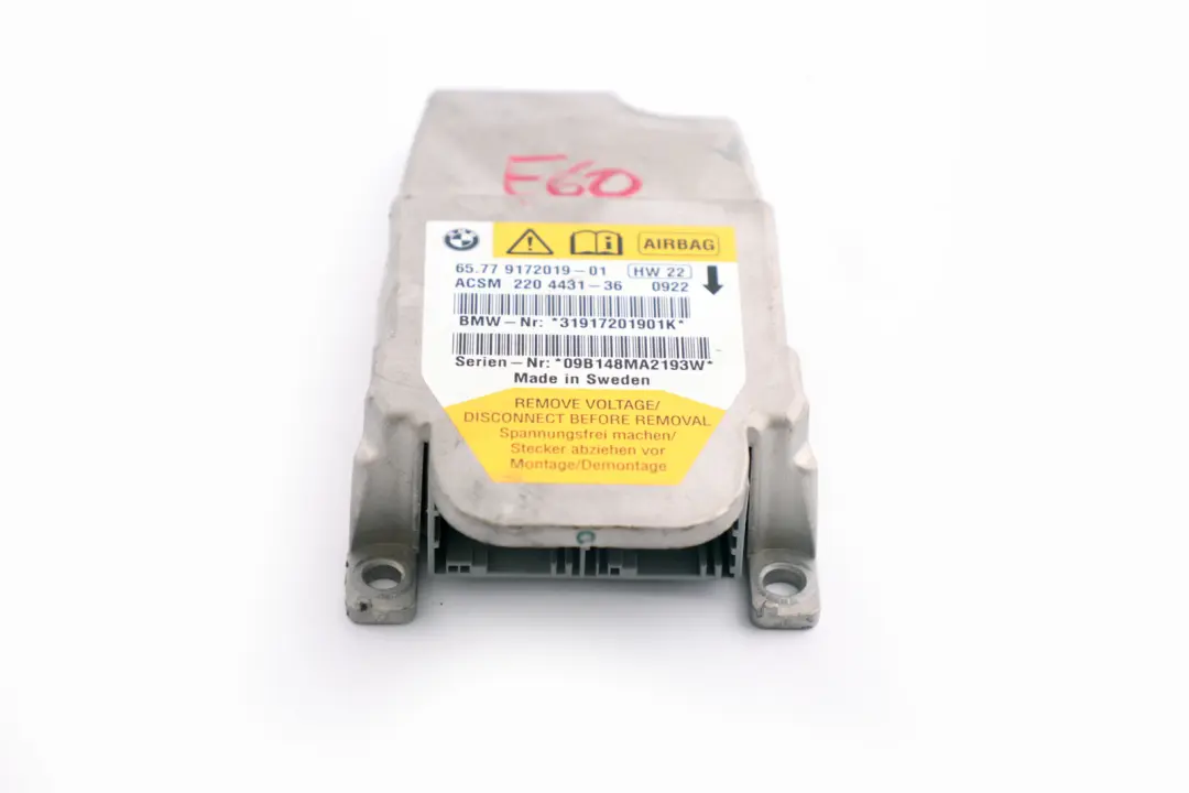 BMW 5 Series E60 E60N E61 E61N LCI Airbag ECU Control Unit Module - SKU 9172019 - Part number 9172019