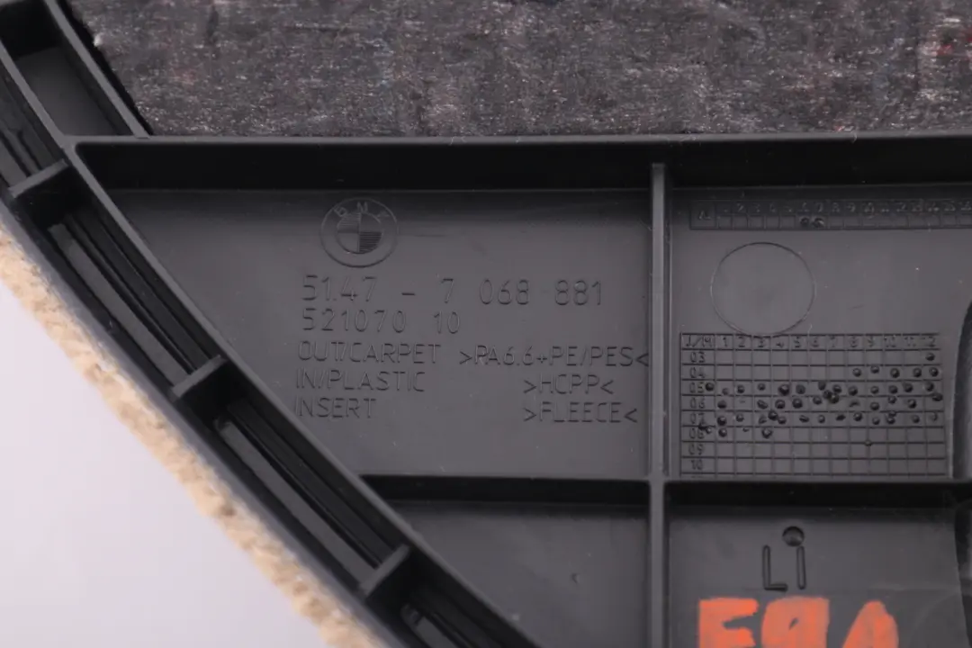 Trunk Carpet Flap Boot Cream Beige Rear Left N/S to BMW 3 Series E91 LCI with Part number 9172859 BMW 3 Series E91 LCI Trunk Carpet Flap Boot Cream Beige Rear Left N/S - SKU 9172859 - Part number 9172859