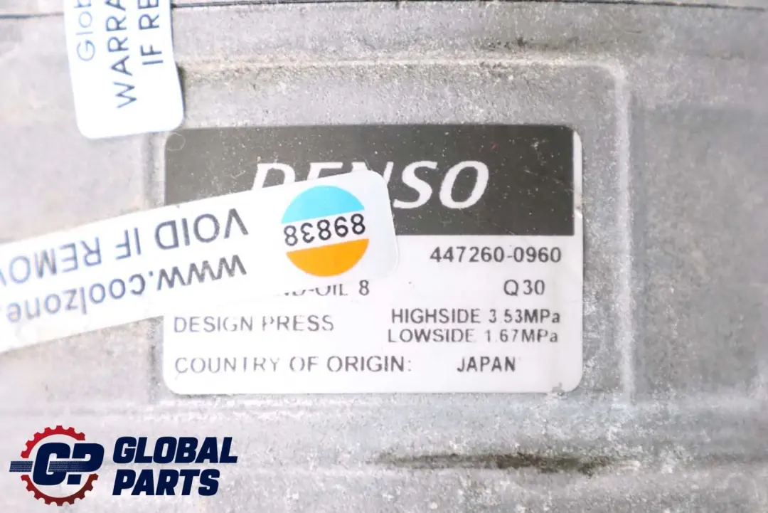 BMW 5 7 Series E60 E61 E65 E66 M54 Air Conditioning Compressor DENSO - SKU 9174802-1 - Part number 9174802