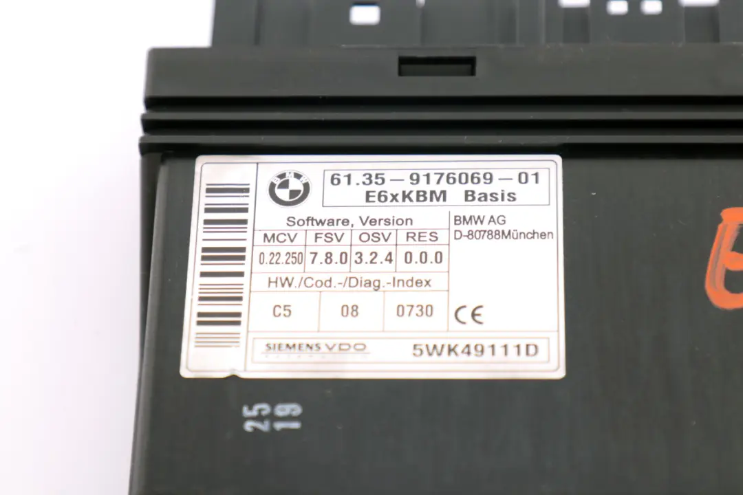 BMW E60 E63 E64 KBM Basis Body Control Module ECU Control Unit - SKU 9176069 - Part number 9176069