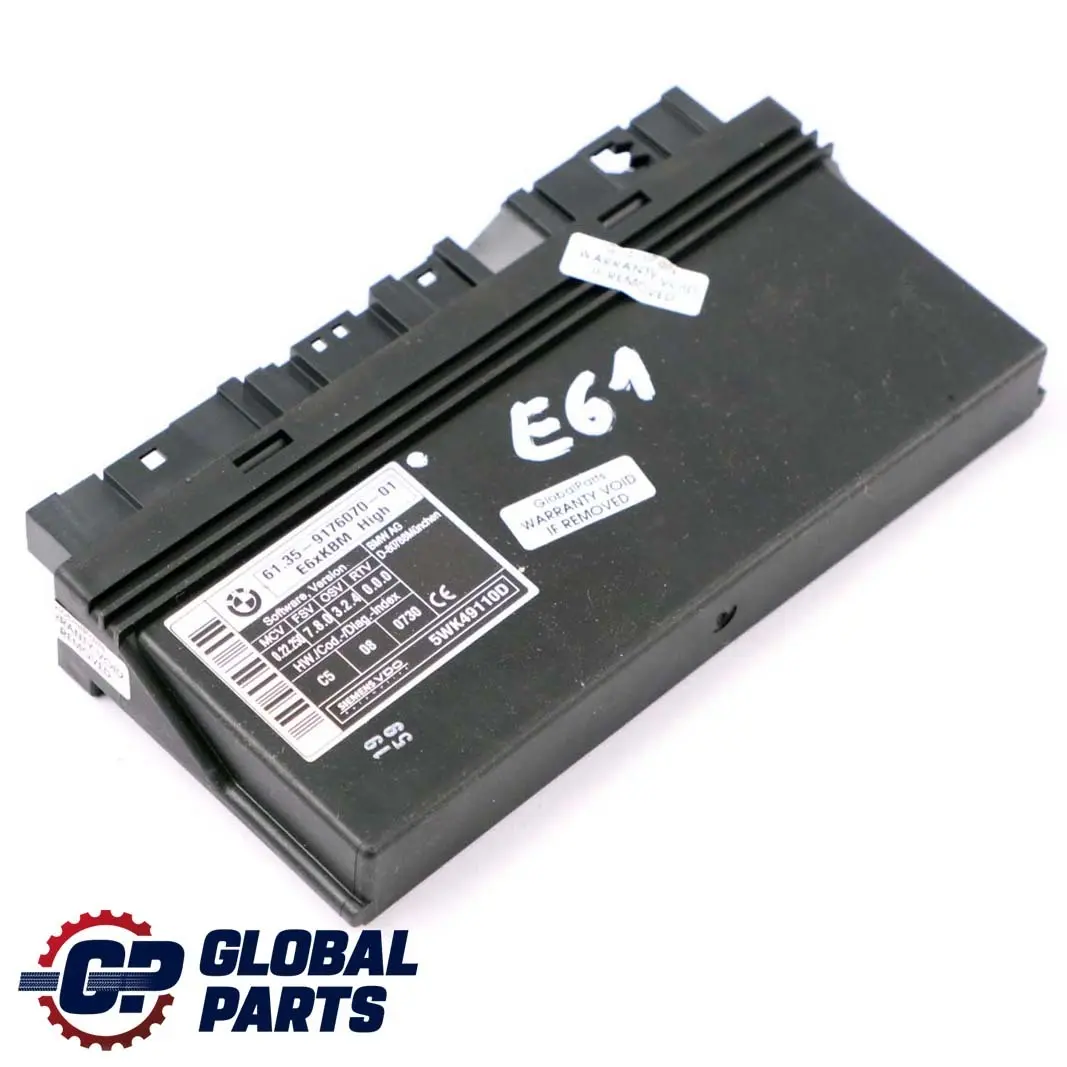 Modulo De Control Del Cuerpo ECU Unidad De Control Alto para BMW E61 Touring con número de pieza 9176070 BMW E61 Touring Modulo De Control Del Cuerpo ECU Unidad De Control Alto - SKU 9176070 - Número de pieza 9176070