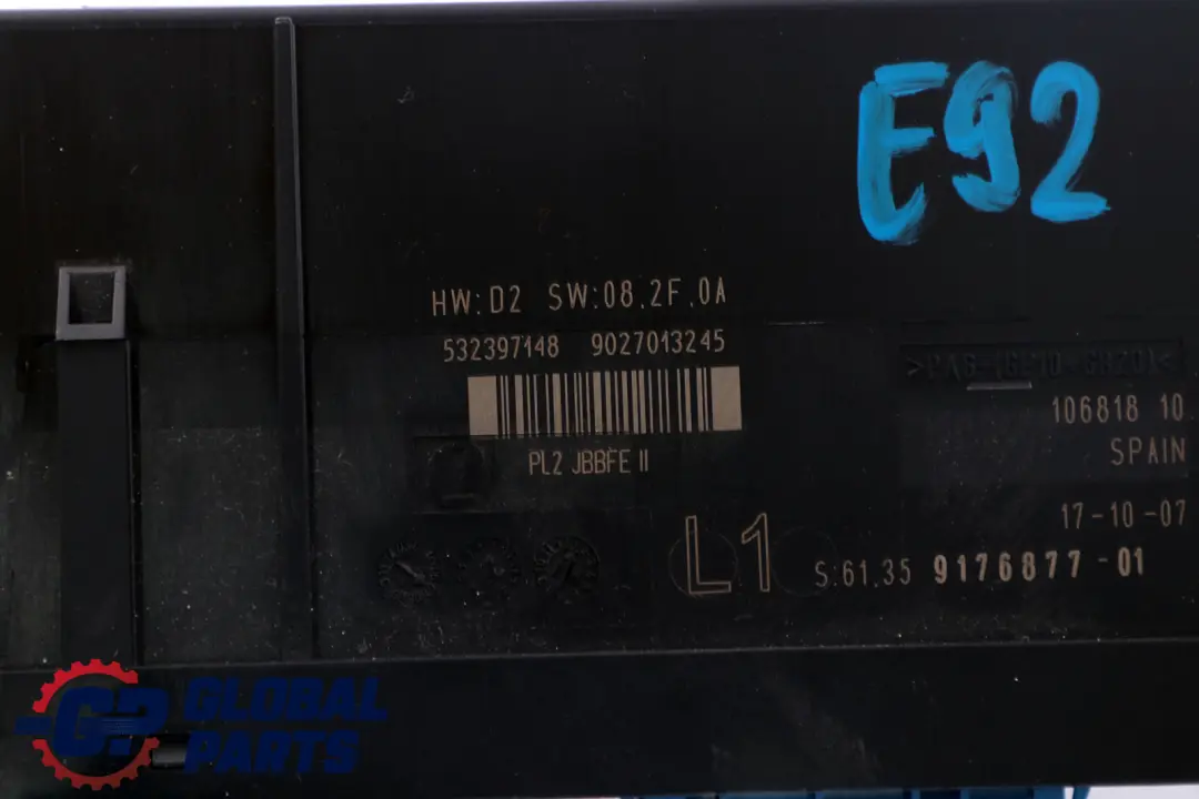ECU Modulo Control Cuerpo Caja de Conexiones L1 PL2 JBBFE II para BMW E92 con número de pieza 9176877 BMW E92 ECU Modulo Control Cuerpo Caja de Conexiones L1 PL2 JBBFE II - SKU 9176877 - Número de pieza 9176877
