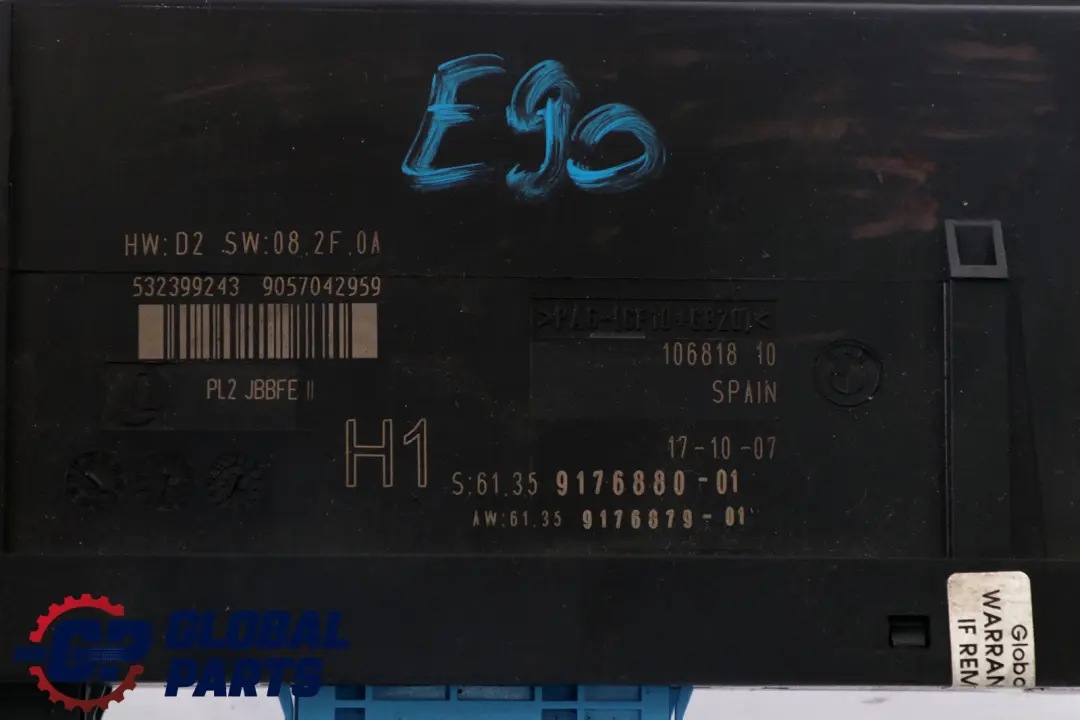 Modulo Control Carroceria BCM ECU Caja Conexiones Estribo 6135 para BMW E90 con número de pieza 61359176880 BMW E90 Modulo Control Carroceria BCM ECU Caja Conexiones Estribo 6135 - SKU 9176880 - Número de pieza 61359176880