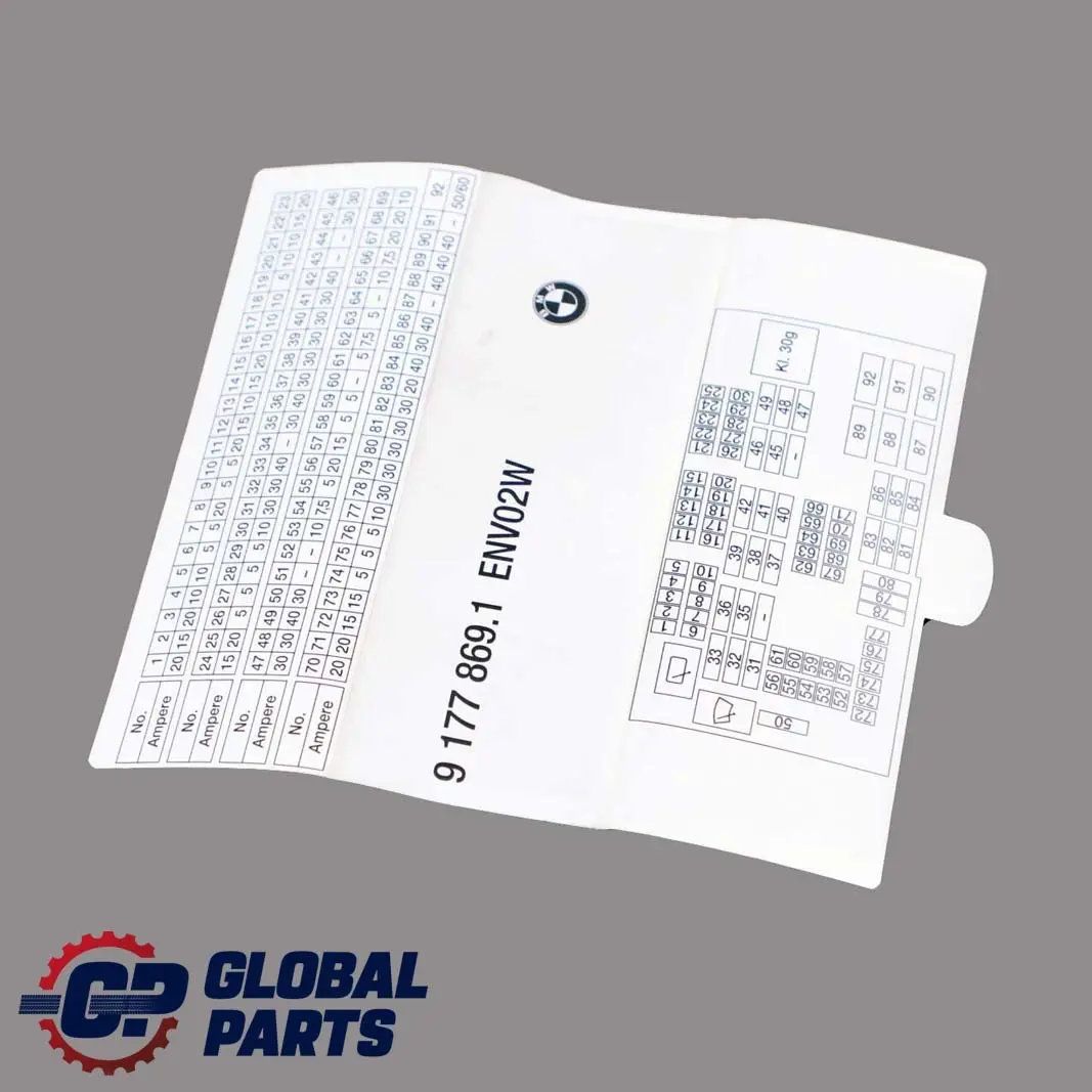 Karte Sicherungsbelegung für BMW 1 3 er E81 E82 E87 E88 E90 E92 E93 LCI M3 mit Teilenummer 9177869 BMW 1 3 er E81 E82 E87 E88 E90 E92 E93 LCI M3 Karte Sicherungsbelegung - SKU 9177869 - Teilenummer 9177869