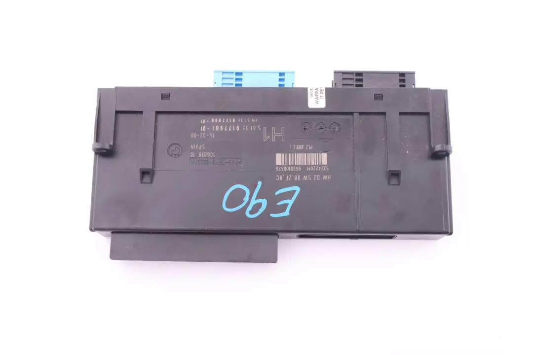 BMW E90 ECU Body Control Module H1 PL2 JBBFE2 - SKU 9177981 - Part number 9177981