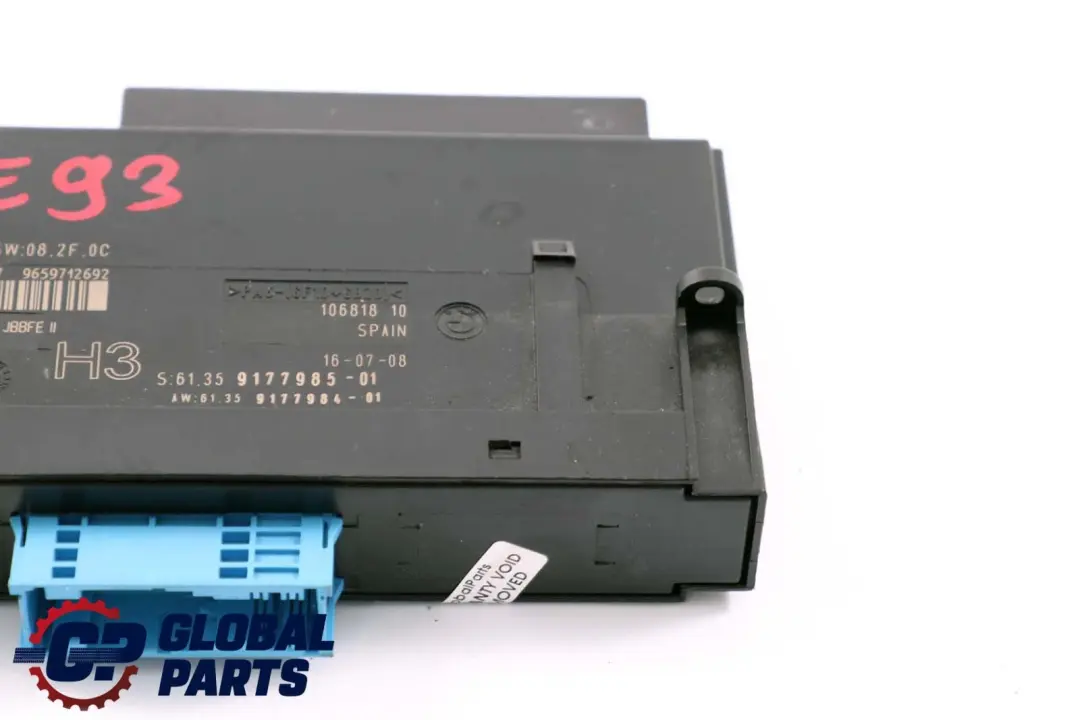 ECU Modulo di Controllo del Corpo H3 Scatola di Giunzione per BMW E93 Cabrio con numero di parte 9177985 BMW E93 Cabrio ECU Modulo di Controllo del Corpo H3 Scatola di Giunzione - SKU 9177985-1 - Numero di parte 9177985