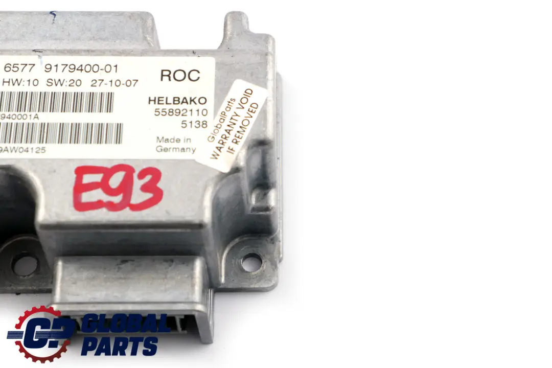 Rollover Controller Modul für BMW E93 E64 Cabrio mit Teilenummer 9179400 BMW E93 E64 Cabrio Rollover Controller Modul - SKU 9179400 - Teilenummer 9179400