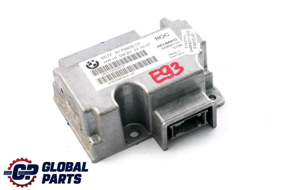 Modulo Controllo Antiribaltamento per BMW E93 E64 Cabrio con numero di parte 9179400 BMW E93 E64 Cabrio Modulo Controllo Antiribaltamento - SKU 9179400 - Numero di parte 9179400