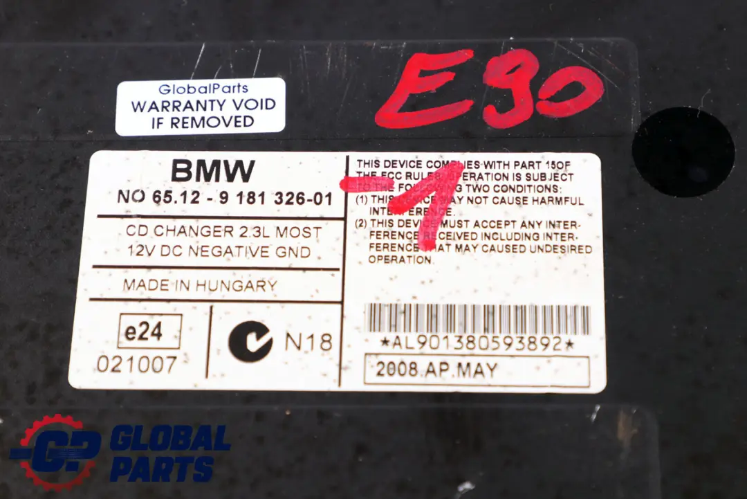 BMW E81 E87 E90 E91 E92 6-disc CD Changer With Magazine - SKU 9181326-1 - Part number 9181326