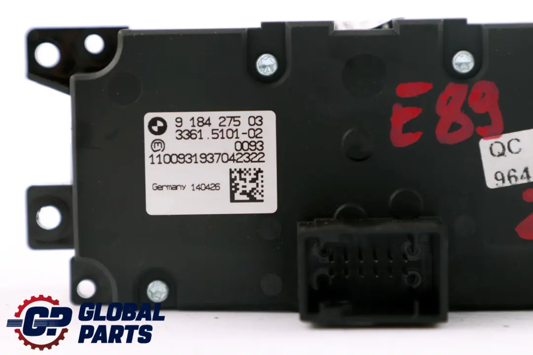 BMW Z4 E89 Cabrio Roadster Headlight Control Element Light Switch - SKU 9184275 - Part number 9184275