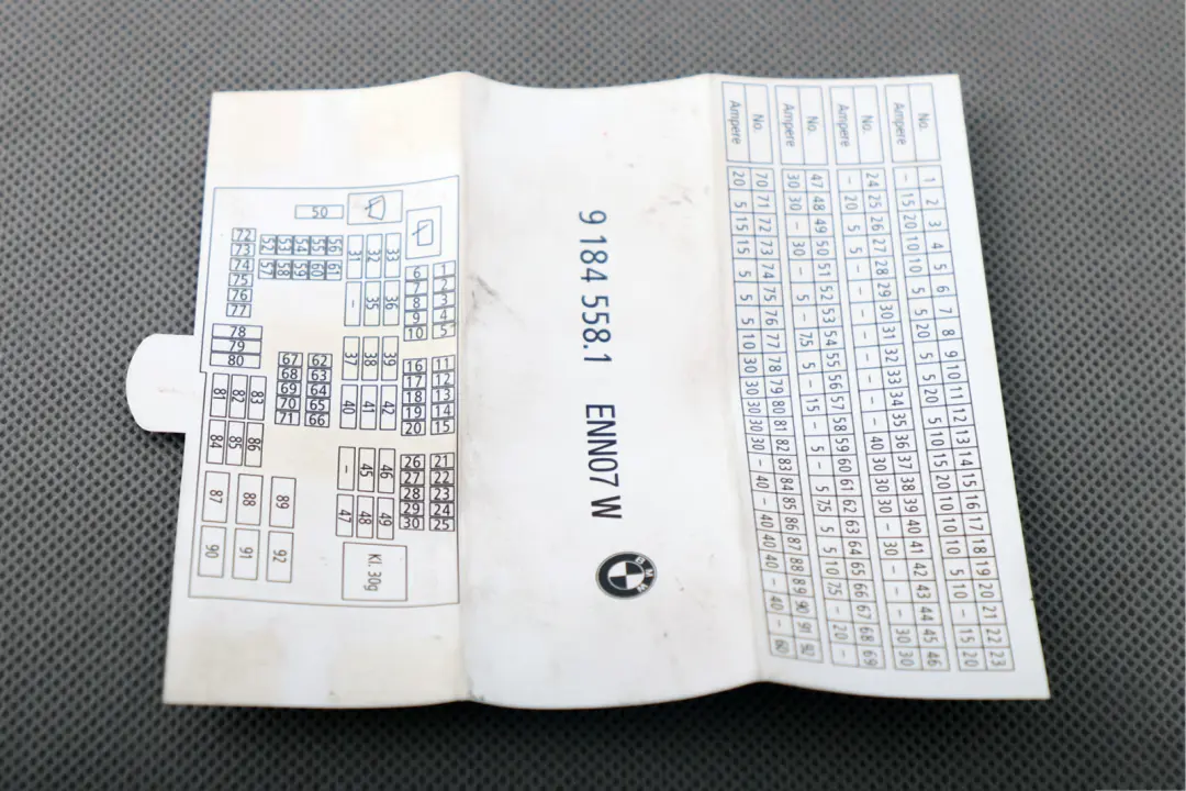 BMW Z4 Series E89 Map Fuse Card Grouping Fuce Location - SKU 9184558 - Part number 9184558