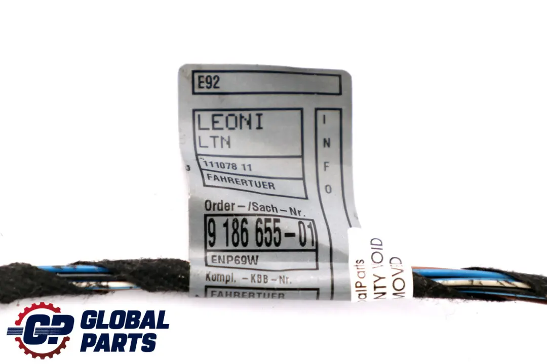 BMW 3 Series E92 Front Right O/S Driver Side Door Wire Wiring Loom - SKU 9186655 - Part number 6957114