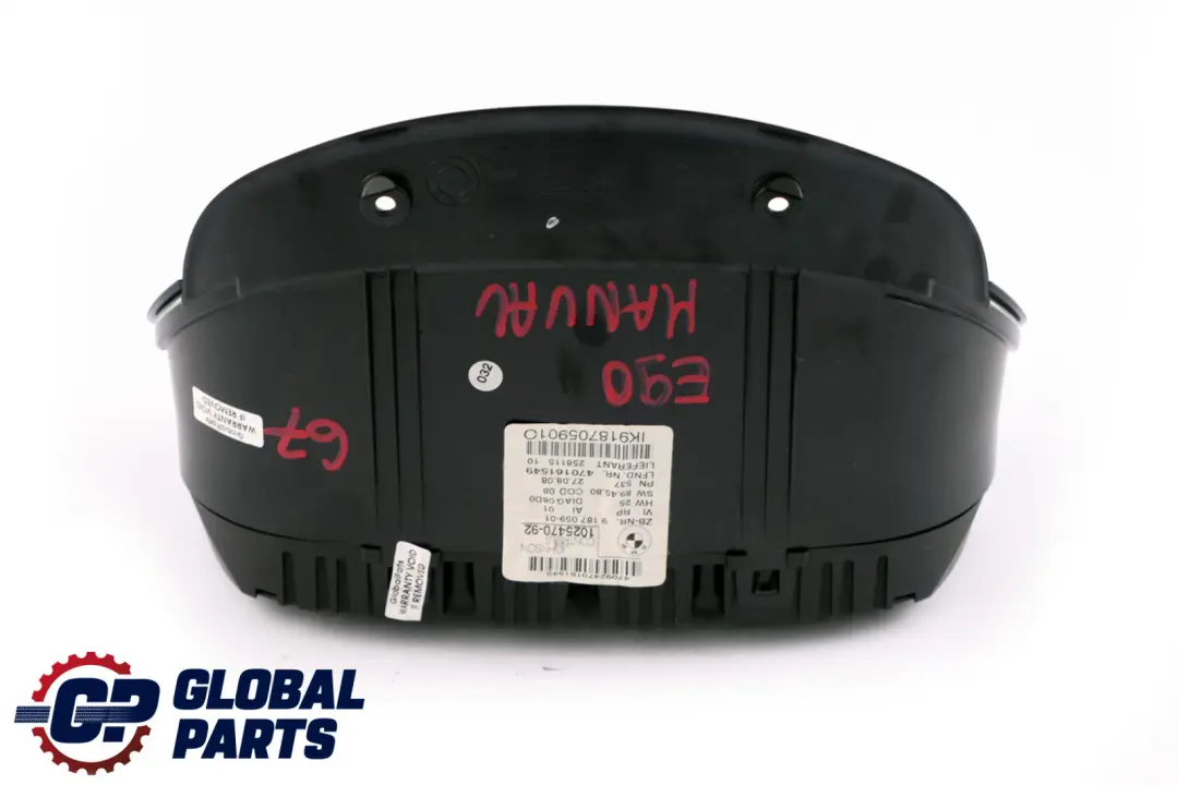 BMW 3 Series E90 E91 E92 Instrument Cluster Speedo Clocks Petrol Manual - SKU RHD-9187059 - Part number 9187059