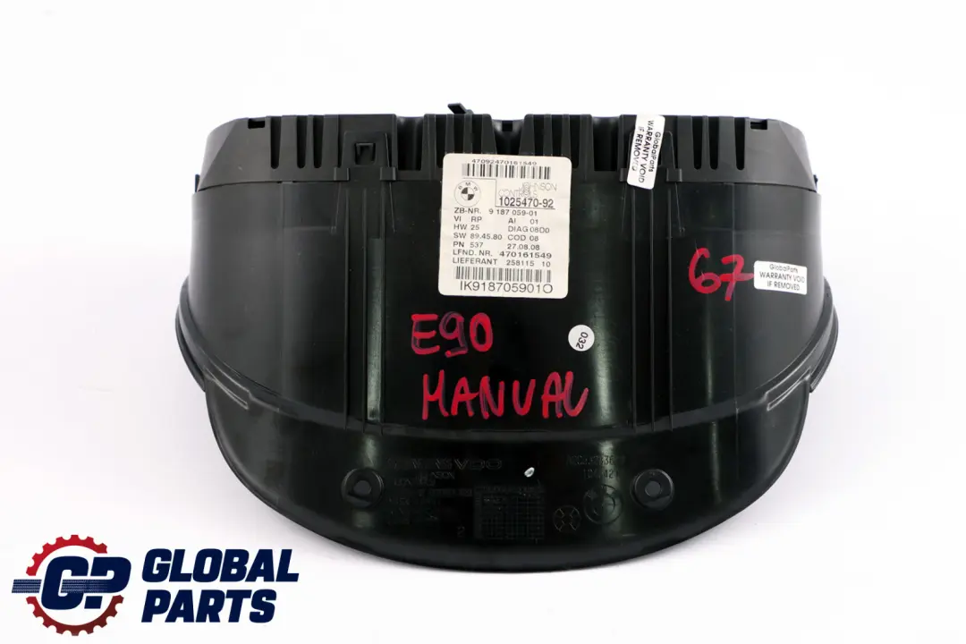 BMW 3 Series E90 E91 E92 Instrument Cluster Speedo Clocks Petrol Manual - SKU RHD-9187059 - Part number 9187059