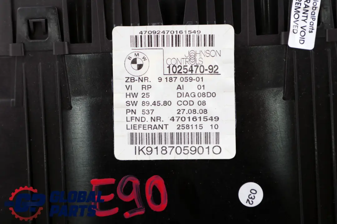 BMW 3 Series E90 E91 E92 Instrument Cluster Speedo Clocks Petrol Manual - SKU RHD-9187059 - Part number 9187059