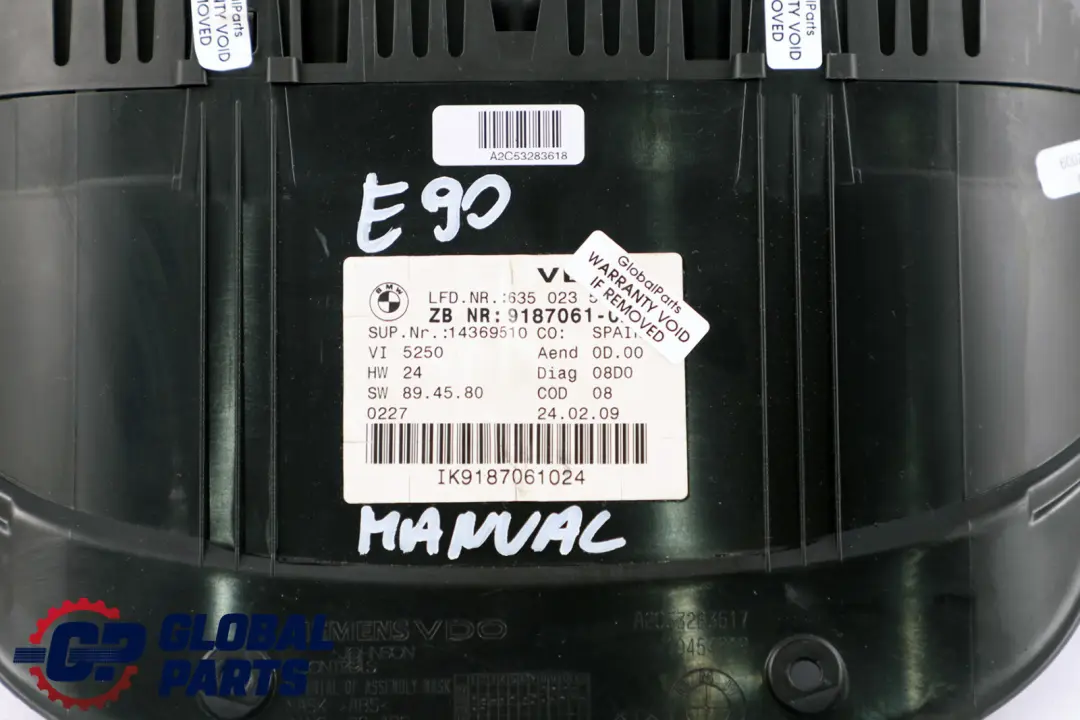 Instrument Cluster Speedo Clocks Manual to BMW 3 X1 Series E84 E90 E91 E92 with Part number 9187061 BMW 3 X1 Series E84 E90 E91 E92 Instrument Cluster Speedo Clocks Manual - SKU rhd-9187061 - Part number 9187061