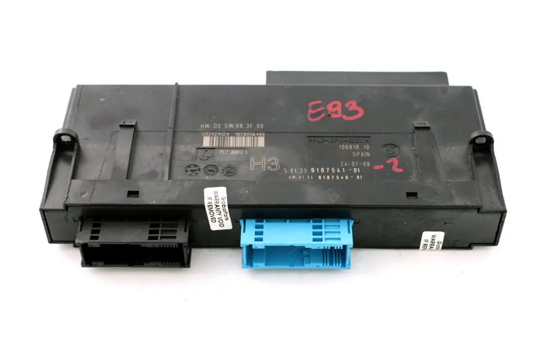 ECU Moduł Sterownik Komfortu do BMW E93 o numerze 9187541 BMW E93 ECU Moduł Sterownik Komfortu - SKU 9187541-2 - Numer Części 9187541