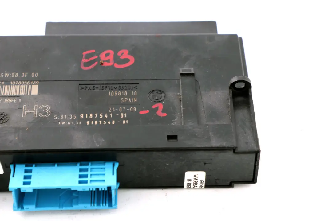 BMW E93 ECU Body Control Modul H3 Anschlussdose - SKU 9187541-2 - Teilenummer 9187541