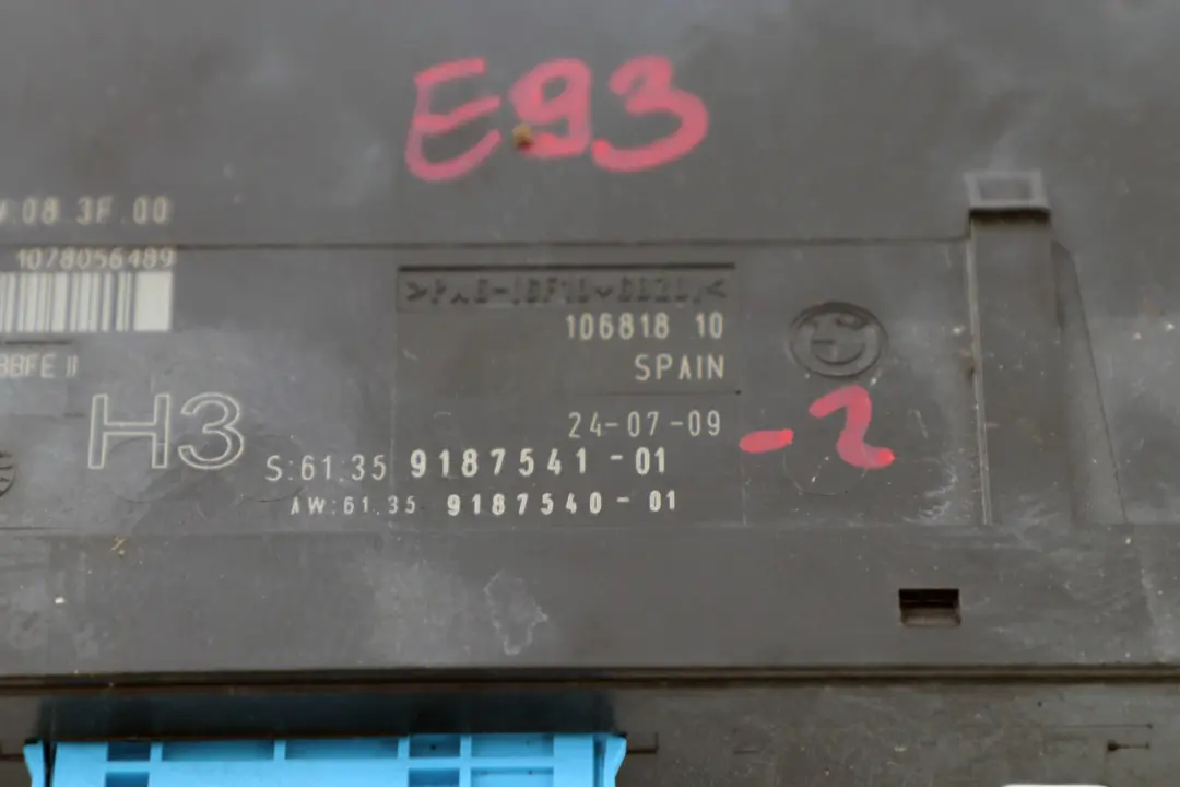 BMW E93 ECU Body Control Modul H3 Anschlussdose - SKU 9187541-2 - Teilenummer 9187541