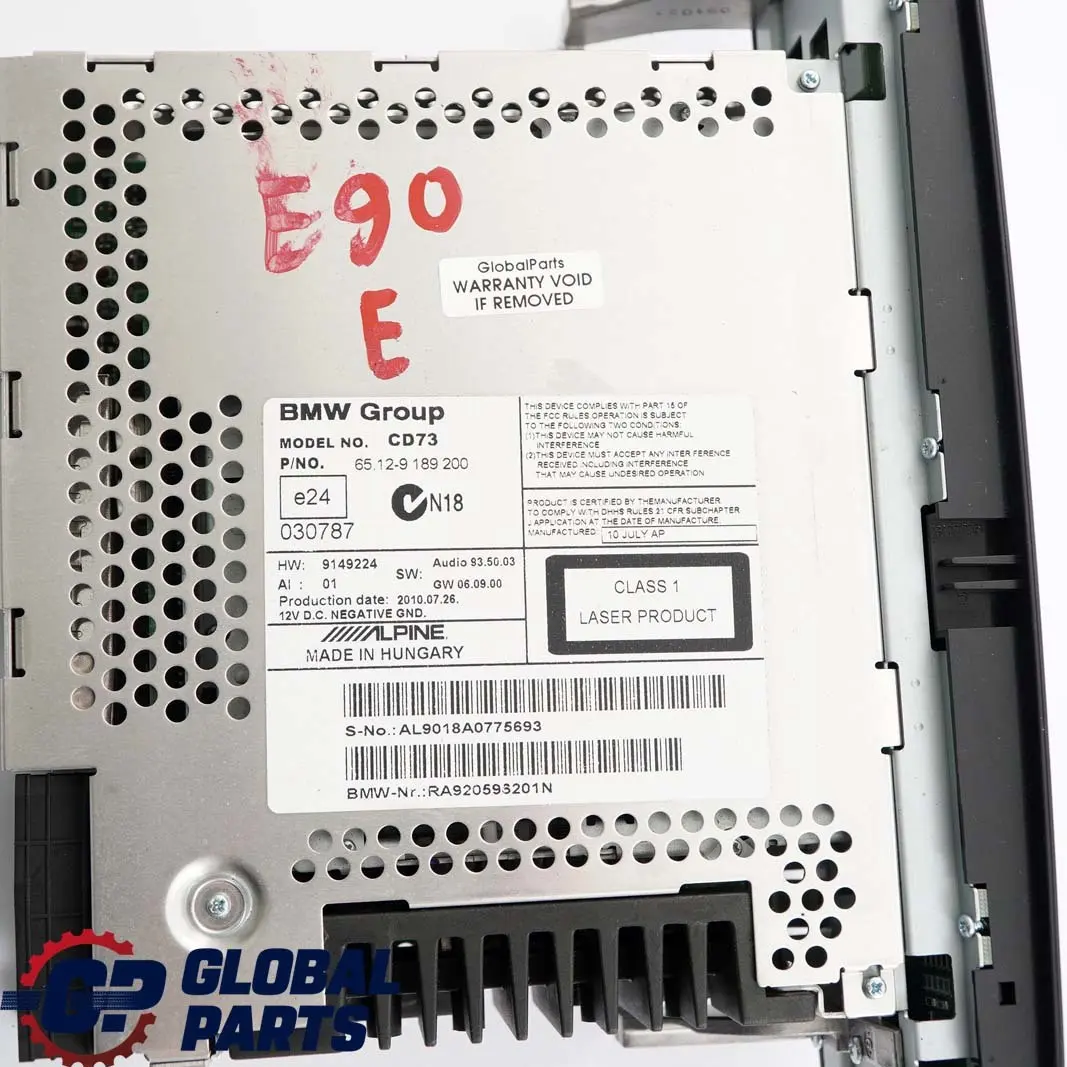 BMW E81 E87 E90 E91 E92 Radio Professional CD Audio Player - SKU 9189200 - Numero di parte 9189200