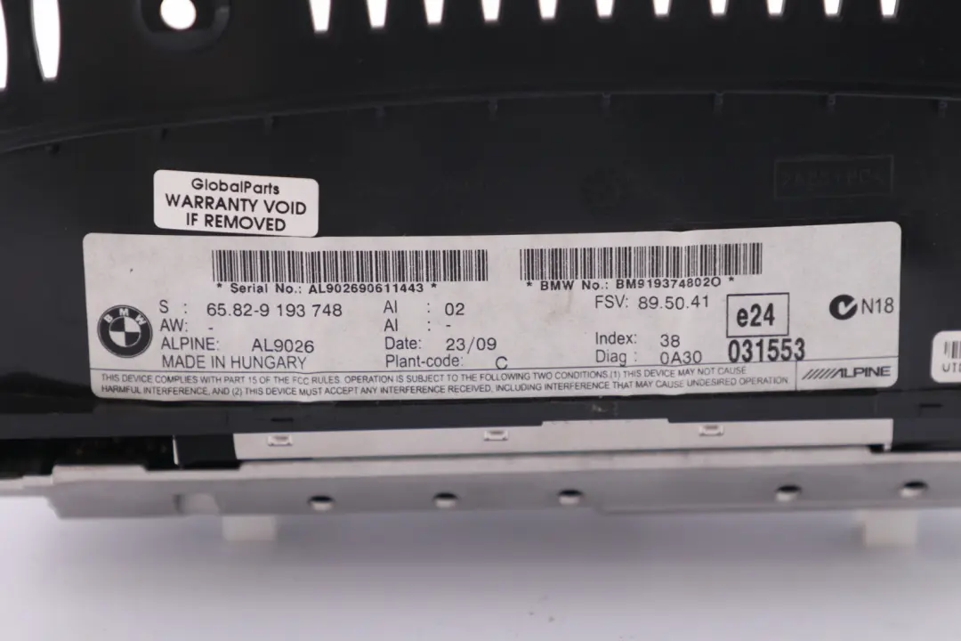 Monitor Wyświetlacz Ekran do BMW E60 E63 o numerze 9193748 BMW E60 E63 Monitor Wyświetlacz Ekran - SKU 9193748 - Numer Części 9193748