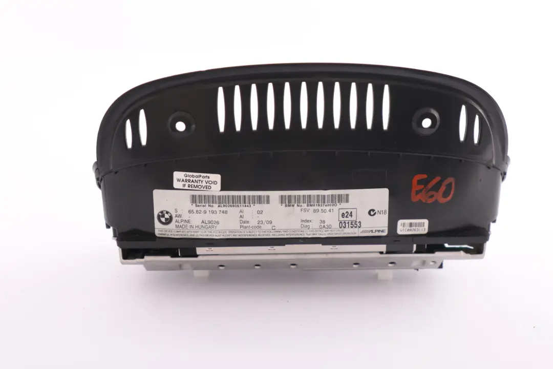Schermo Monitor Navigazione Bordo 6,5" per BMW E60 E63 con numero di parte 9193748 BMW E60 E63 Schermo Monitor Navigazione Bordo 6,5" - SKU 9193748 - Numero di parte 9193748
