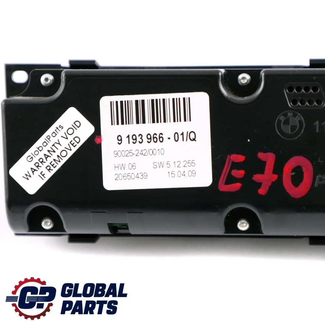 Unidad Control Panel Automático Aire Acondicionado Alta para BMW X5 X6 E71 con número de pieza 9193966 BMW X5 X6 E71 Unidad Control Panel Automático Aire Acondicionado Alta - SKU 9193966 - Número de pieza 9193966