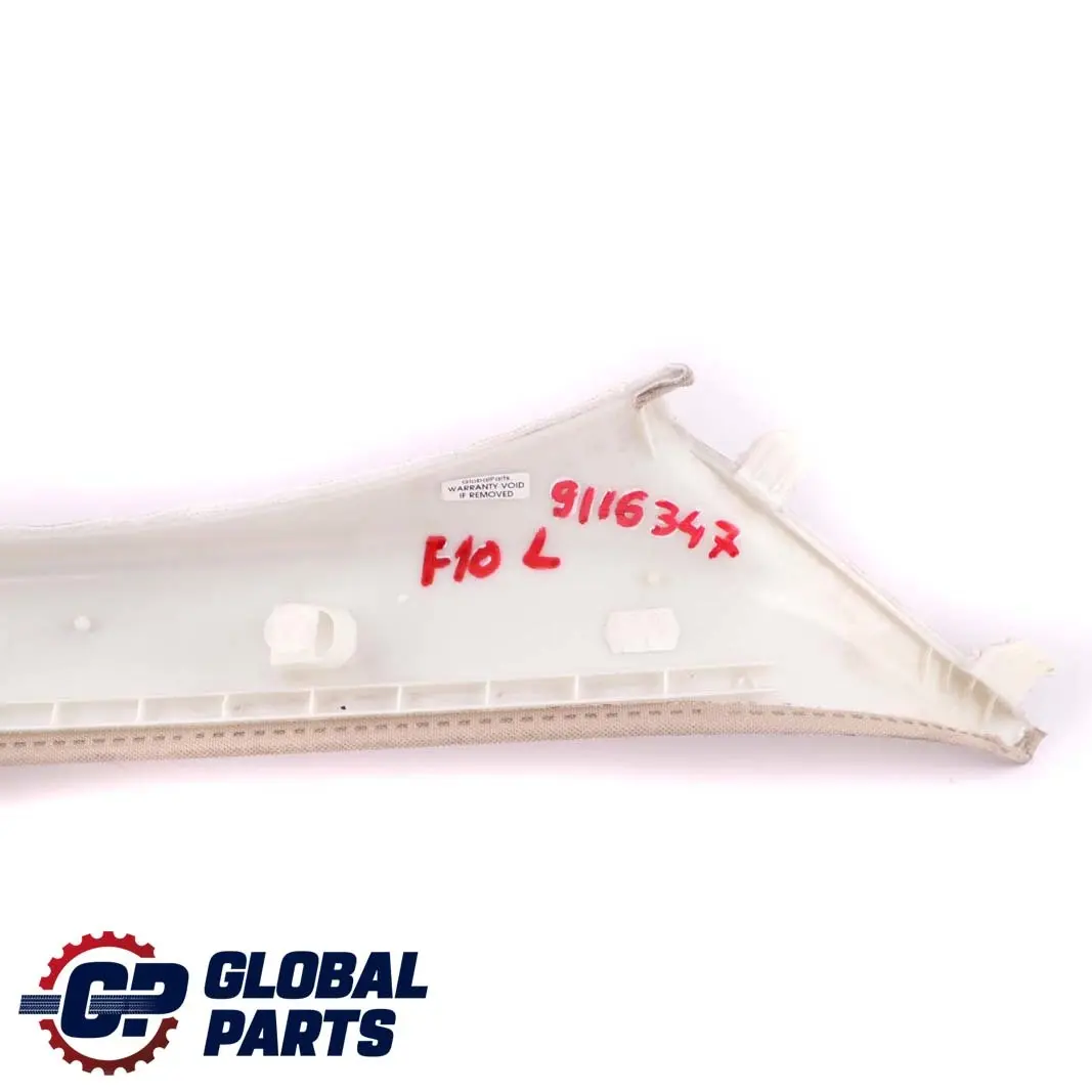 Tapa Columna A Pilar Panel Embellecedor Izquierdo Oyster para BMW F10 F11 con número de pieza 9116347 BMW F10 F11 Tapa Columna A Pilar Panel Embellecedor Izquierdo Oyster - SKU 9196247 - Número de pieza 9116347