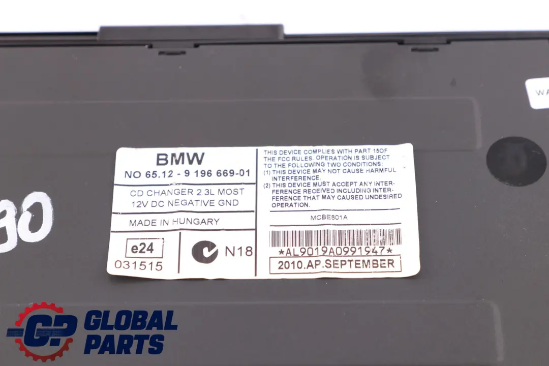 CD Changer 6 Disc BMW E81 E87 E90 E91 E92 Without Magazine - SKU 9196669 - Part number 9196669