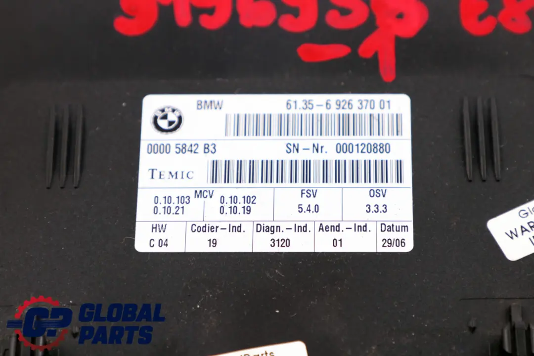 BMW 1 3 Series E87 E90 E91 E92 Seat Control Unit Module ECU 6926370 - SKU 9196936-1 - Part number 9196936