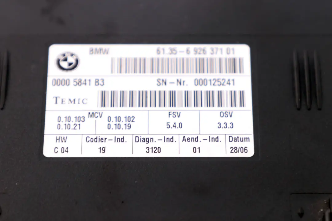 BMW E87 E90 E91 E92 Module de commande du siège ECU 6926371 - SKU 9196936 - Numéro de pièce 9196936