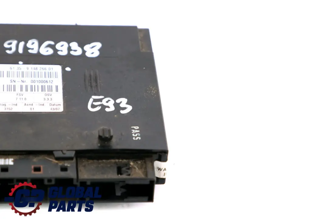 Unidad De Control Del Asiento ECU 9148266 para BMW E93 con número de pieza 9196938 BMW E93 Unidad De Control Del Asiento ECU 9148266 - SKU 9196938 - Número de pieza 9196938