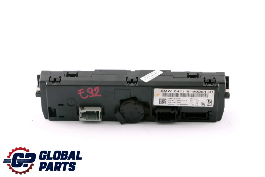 Heater BMW E92 E93 Air Conditioning A/C Control Panel to Automatic with Part number 9199261 Automatic Heater BMW E92 E93 Air Conditioning A/C Control Panel - SKU 9199261 - Part number 9199261