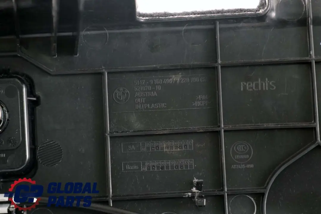 Boczek obudowa tapicerka bagażnika prawa BMW 5 f11 do o numerze 9200530 Boczek obudowa tapicerka bagażnika prawa BMW 5 f11 - SKU 9200530 - Numer Części 9200530