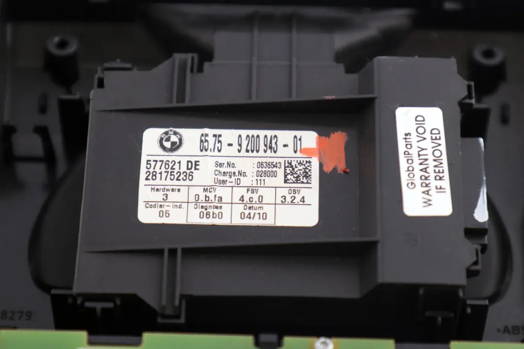 BMW E81 E82 E87 E90 E91 E92 Interruptor de Luces de Techo Central Trasero Negro - SKU 9201645-1 - Número de pieza 9201645