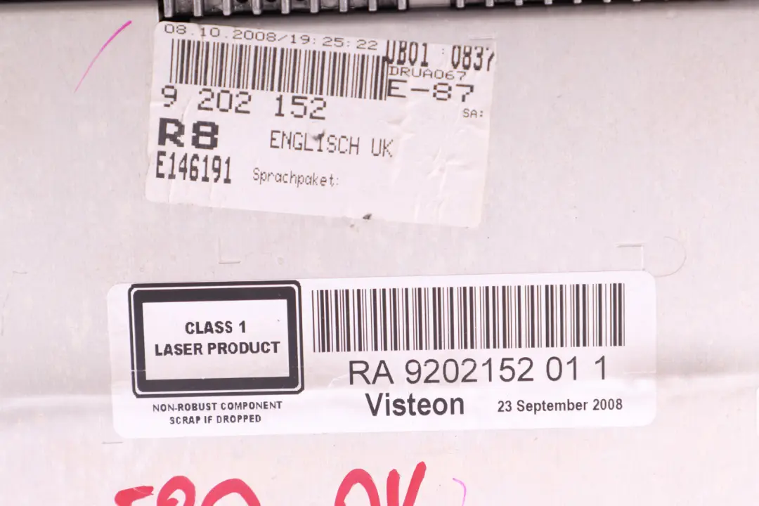 Lettore CD Radio Business per BMW E81 E87 E88 E90 E91 LCI con numero di parte 9202152 BMW E81 E87 E88 E90 E91 LCI Lettore CD Radio Business - SKU 9202152 - Numero di parte 9202152