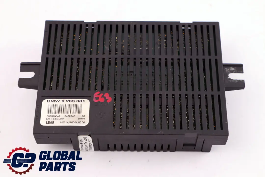 Modulo Centralina Luci LCM LM II E6X LWR per BMW E63 con numero di parte 9203081 BMW E63 Modulo Centralina Luci LCM LM II E6X LWR - SKU 9203081 - Numero di parte 9203081