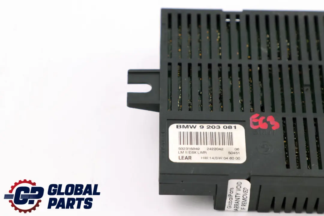 Modulo Centralina Luci LCM LM II E6X LWR per BMW E63 con numero di parte 9203081 BMW E63 Modulo Centralina Luci LCM LM II E6X LWR - SKU 9203081 - Numero di parte 9203081