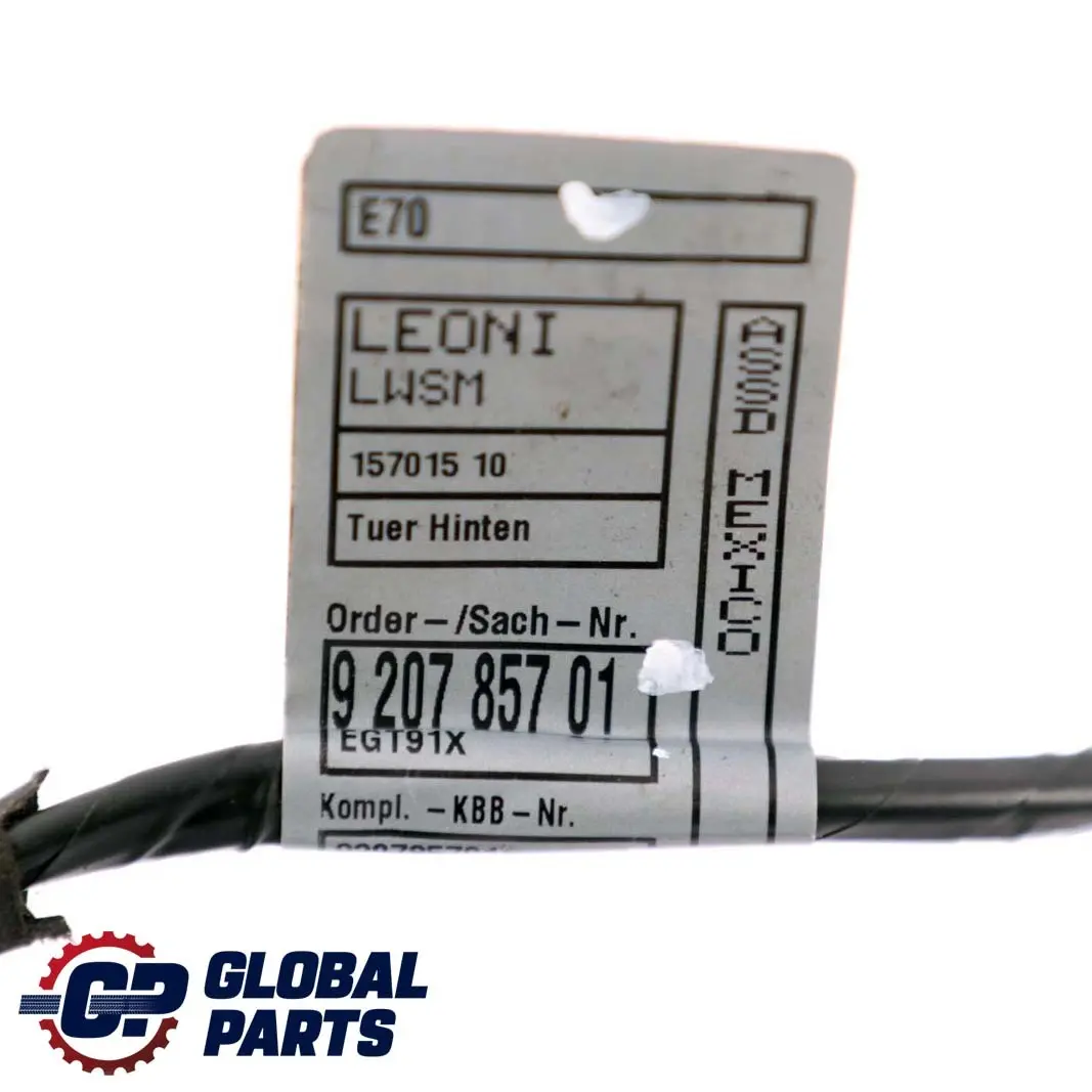 BMW X5 E70 Kabelstrang Tür Hinten Links Rechts Kabelbaum 9207857 - SKU 9203304 - Teilenummer 9203304