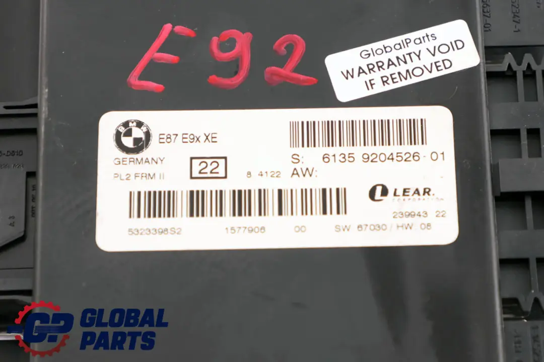 BMW E92 Xenon Footwell Light Module Control Unit ECU PL2 FRM II - SKU 9204526 - Número de pieza 9204526