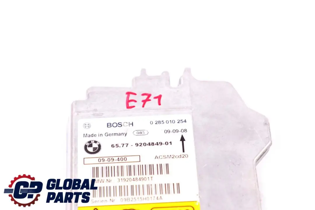 BMW X5 X6 Series E70 E71 Airbag Control Module ECU Unit - SKU 9204849 - Part number 9204849