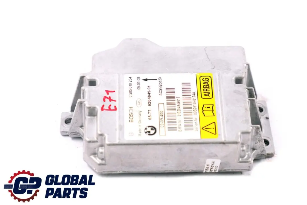 Modulo De Control del Airbag Unidad ECU para BMW X5 X6 Serie E70 E71 con número de pieza 9204849 BMW X5 X6 Serie E70 E71 Modulo De Control del Airbag Unidad ECU - SKU 9204849 - Número de pieza 9204849