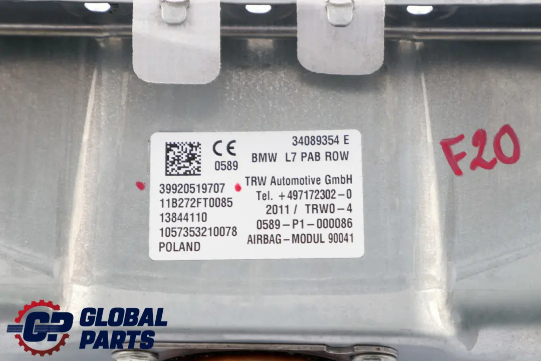 Airbag per cruscotto lato passeggero anteriore per BMW F20 F21 F30 F31 F32 con numero di parte 9205197 BMW F20 F21 F30 F31 F32 Airbag per cruscotto lato passeggero anteriore - SKU 9205197 - Numero di parte 9205197