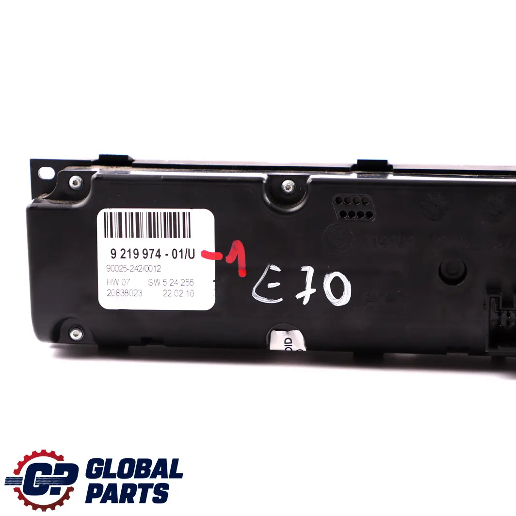 Pannello Unità Controllo Aria Condizionata Automatica per BMW X5 X6 E70 E71 con numero di parte 9219974 BMW X5 X6 E70 E71 Pannello Unità Controllo Aria Condizionata Automatica - SKU 9219974 - Numero di parte 9219974